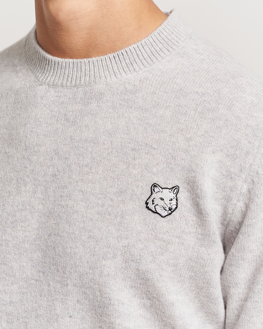 Herr | Tröjor | Maison Kitsuné | Bold Fox Lambswool Crew Neck Light Grey Melange