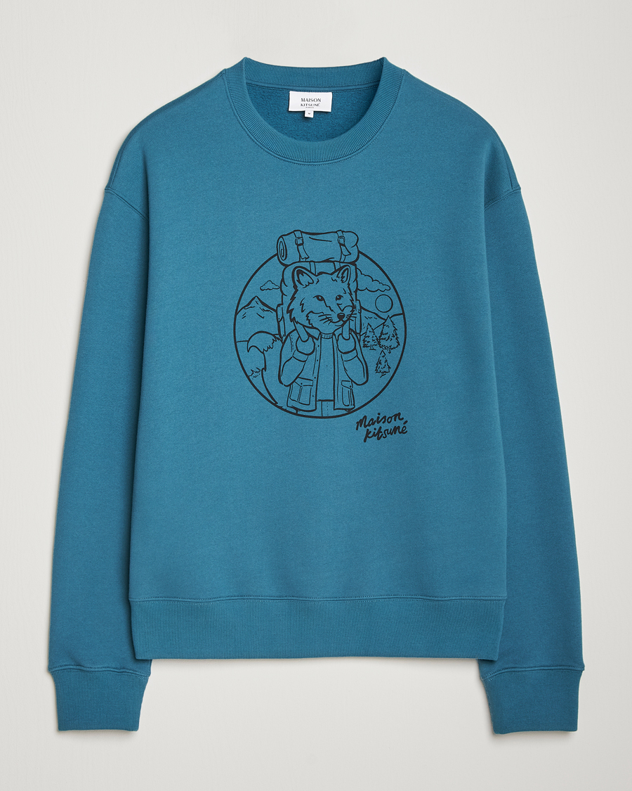 Herr | Tröjor | Maison Kitsuné | Ramblin Fox Sweatshirt Lake Blue