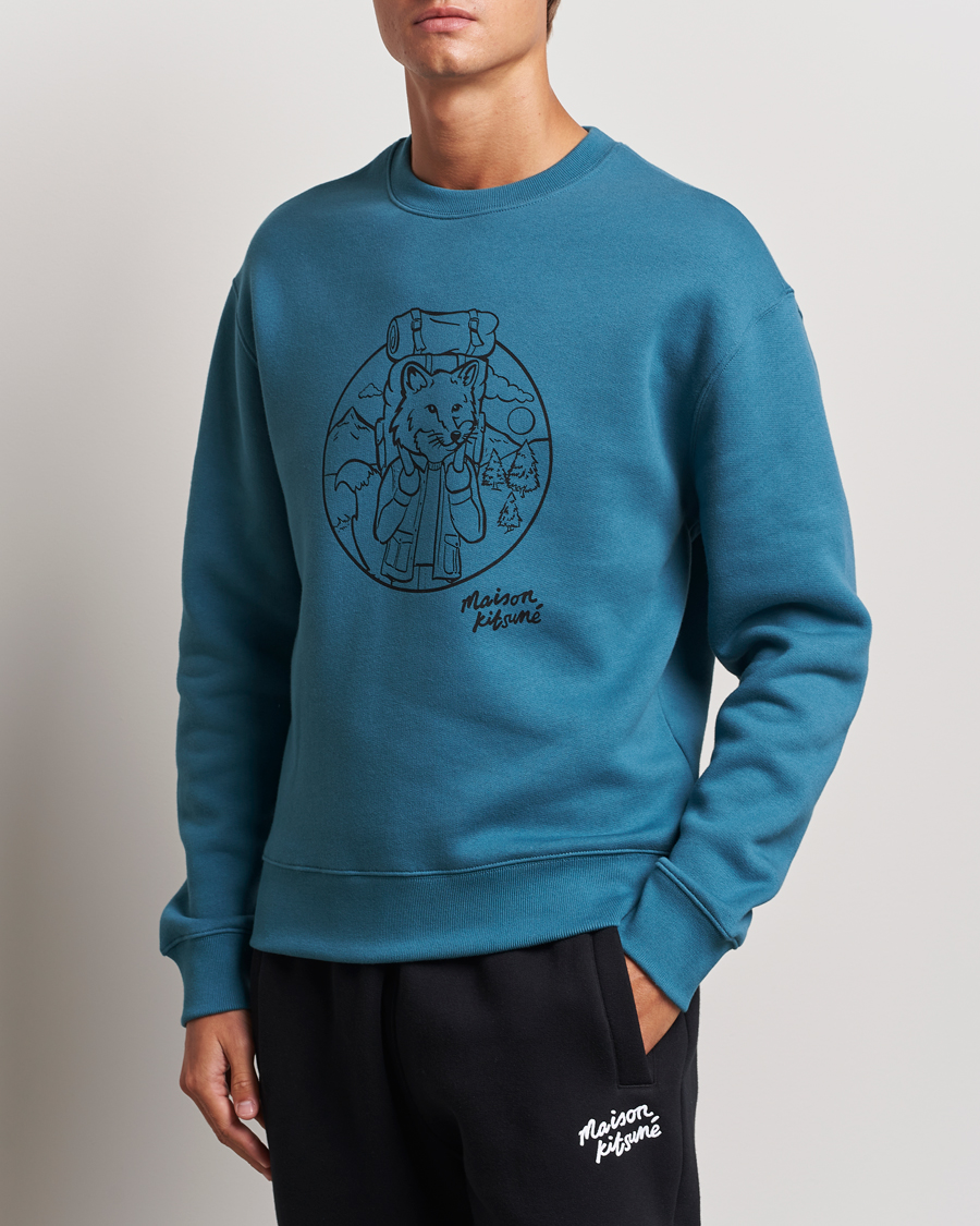 Herr | Tröjor | Maison Kitsuné | Ramblin Fox Sweatshirt Lake Blue