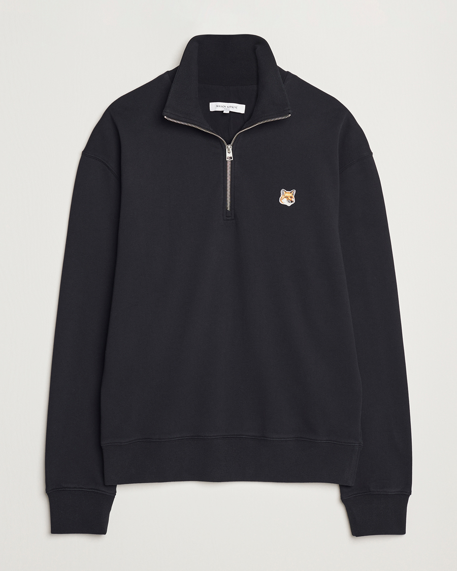 Herr | Tröjor | Maison Kitsuné | Fox Head Half Zip Sweatshirt Black