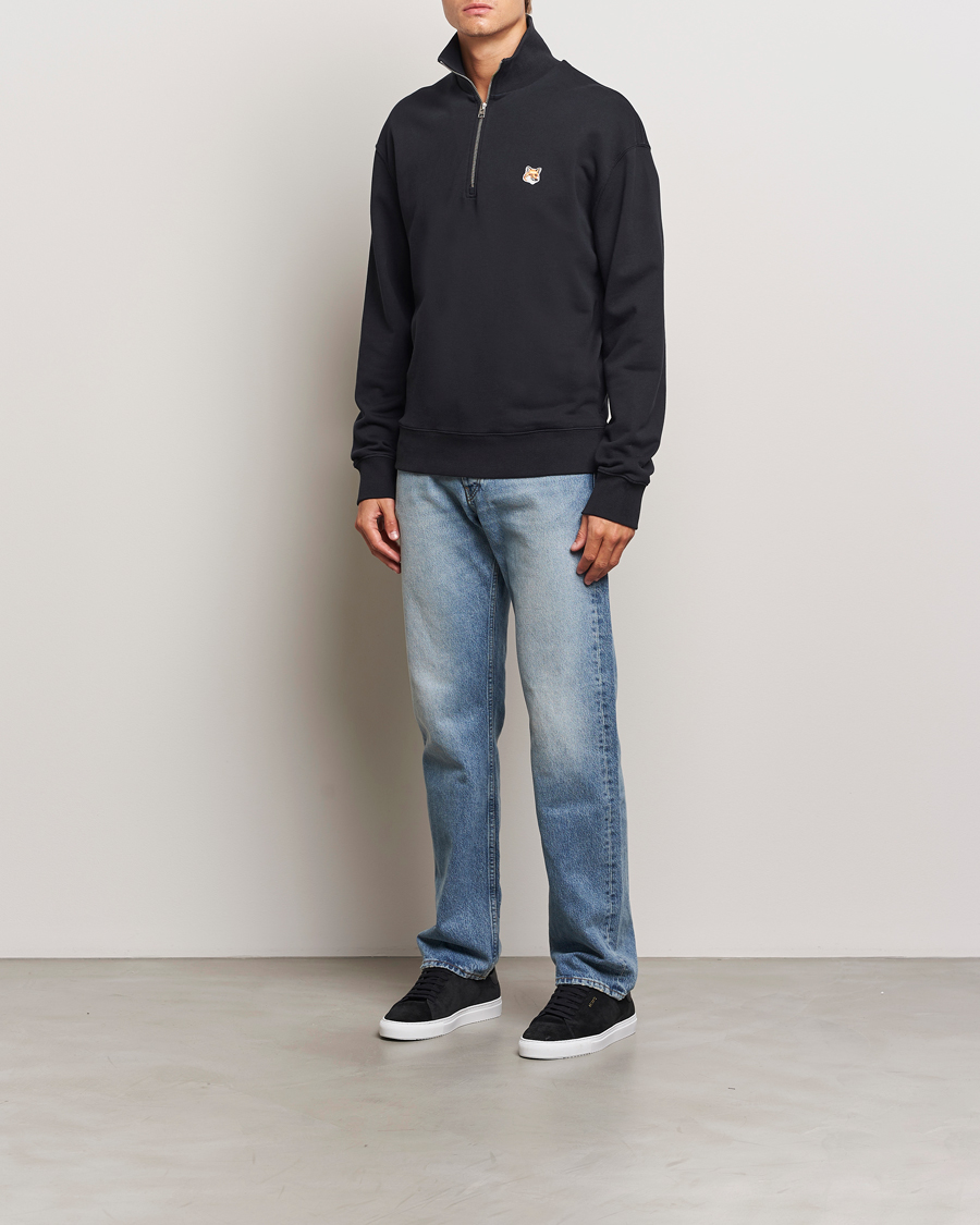 Herr | Tröjor | Maison Kitsuné | Fox Head Half Zip Sweatshirt Black