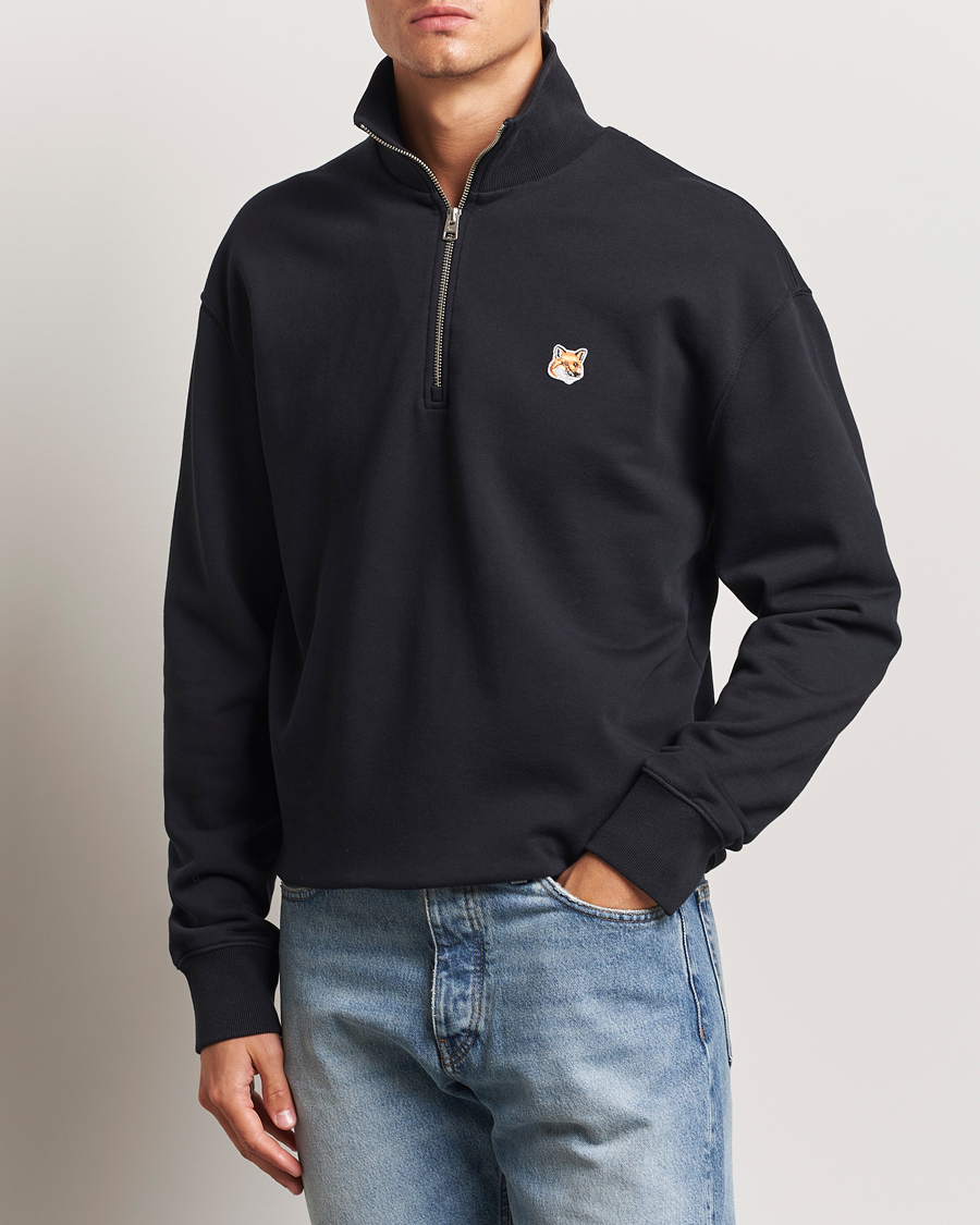 Herr | Tröjor | Maison Kitsuné | Fox Head Half Zip Sweatshirt Black