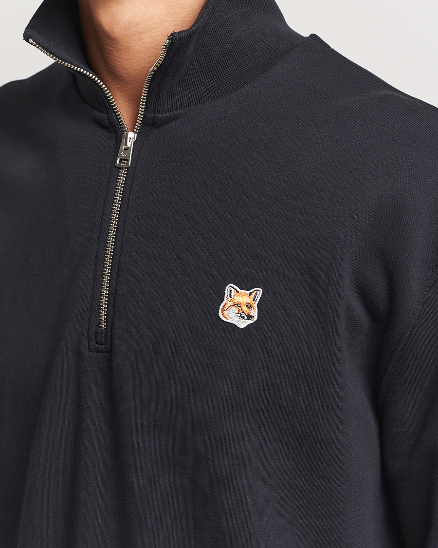 Herr | Tröjor | Maison Kitsuné | Fox Head Half Zip Sweatshirt Black