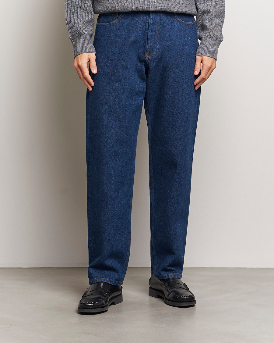 Herr | Jeans | Maison Kitsuné | Straight Fit Jeans Stone Washed Indigo