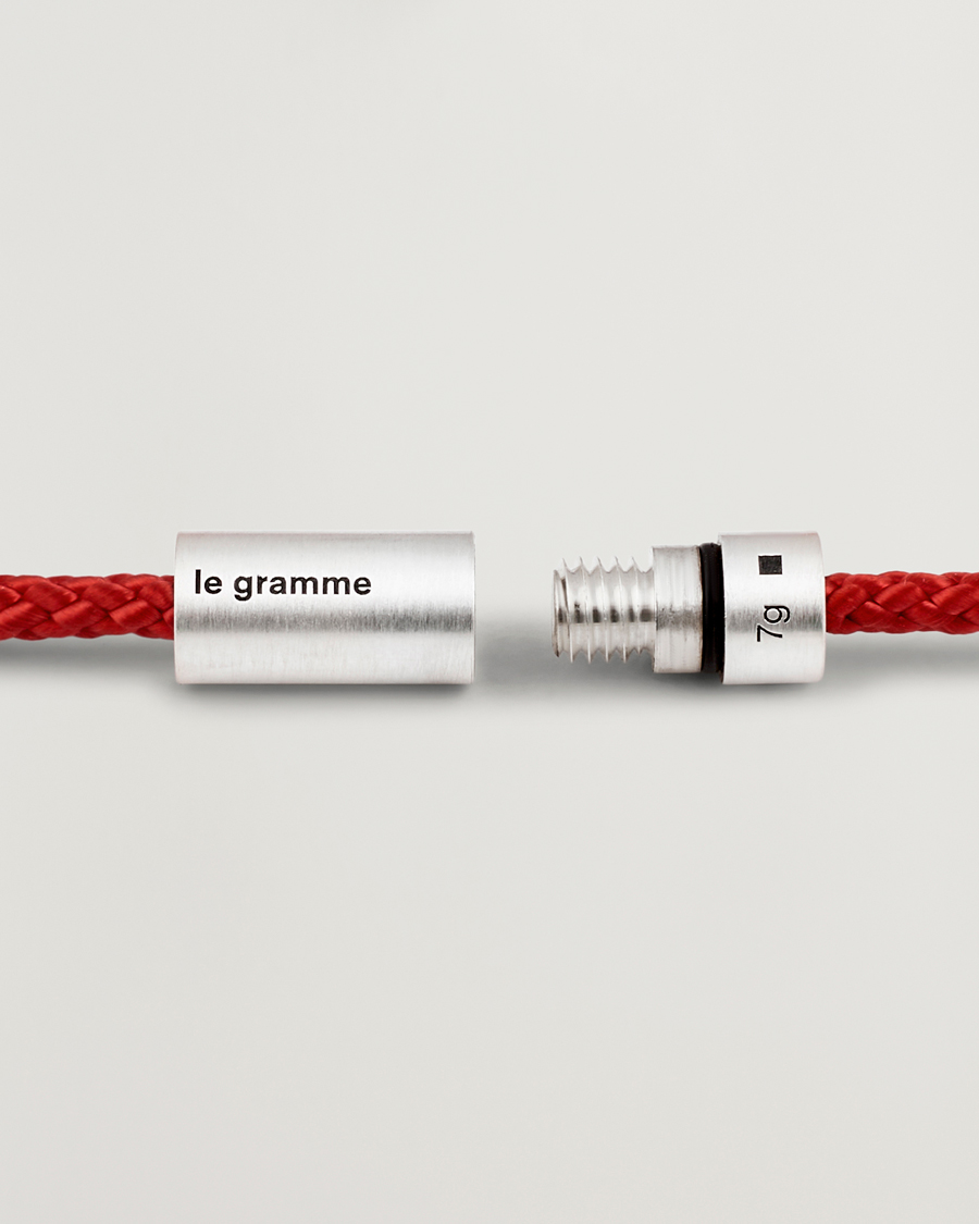 Herr | Smycken | LE GRAMME | Nato Cable Brushed Bracelet Red/Sterling Silver 7g