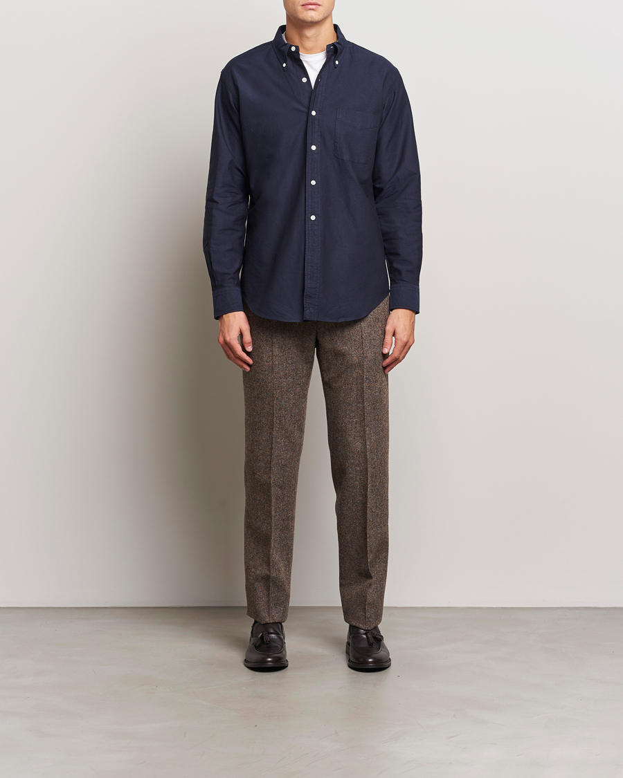 Herr | Skjortor | Kamakura Shirts | Vintage Ivy Oxford Button Down Shirt Navy