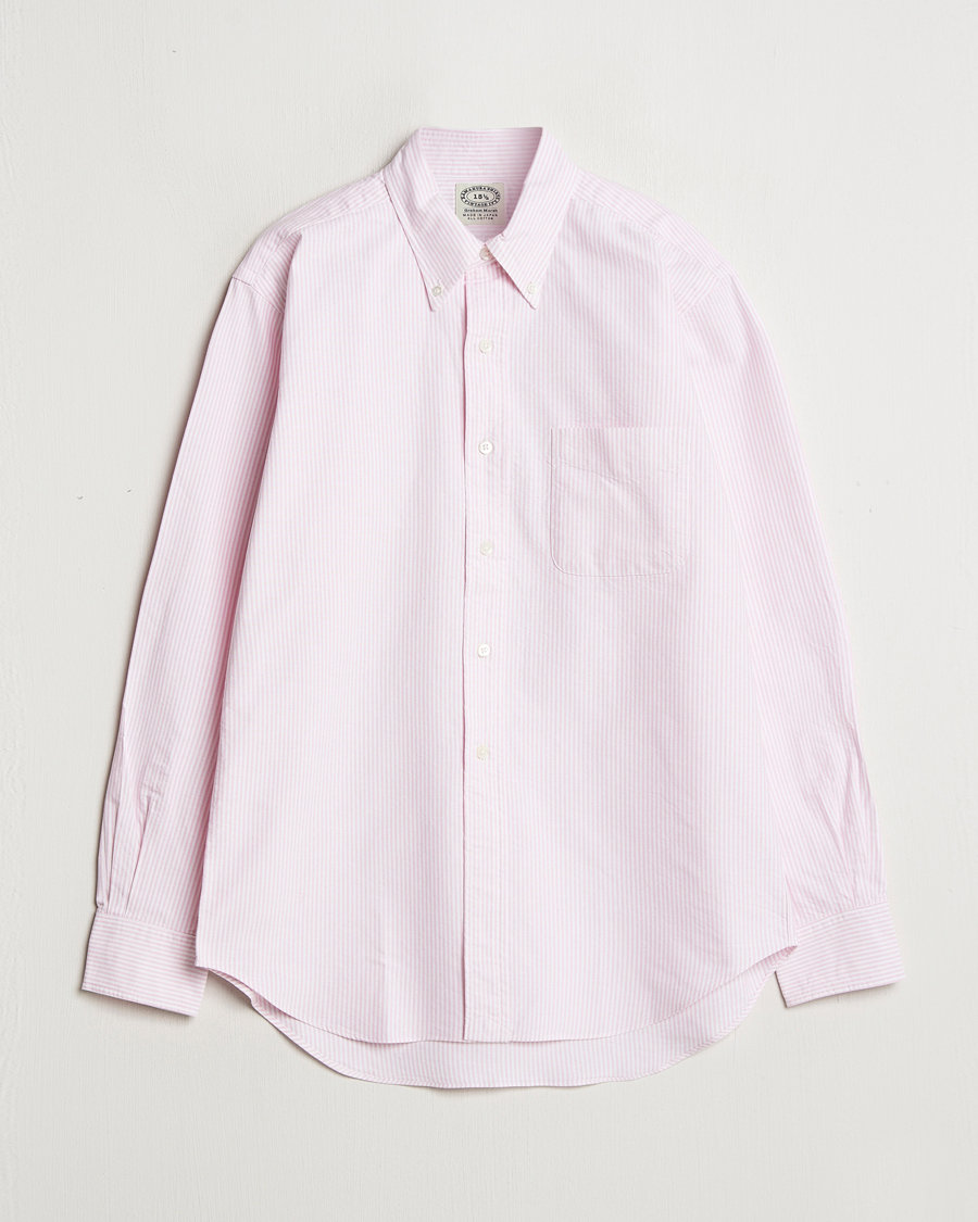Herr | Skjortor | Kamakura Shirts | Vintage Ivy Oxford Button Down Shirt Pink Stripe