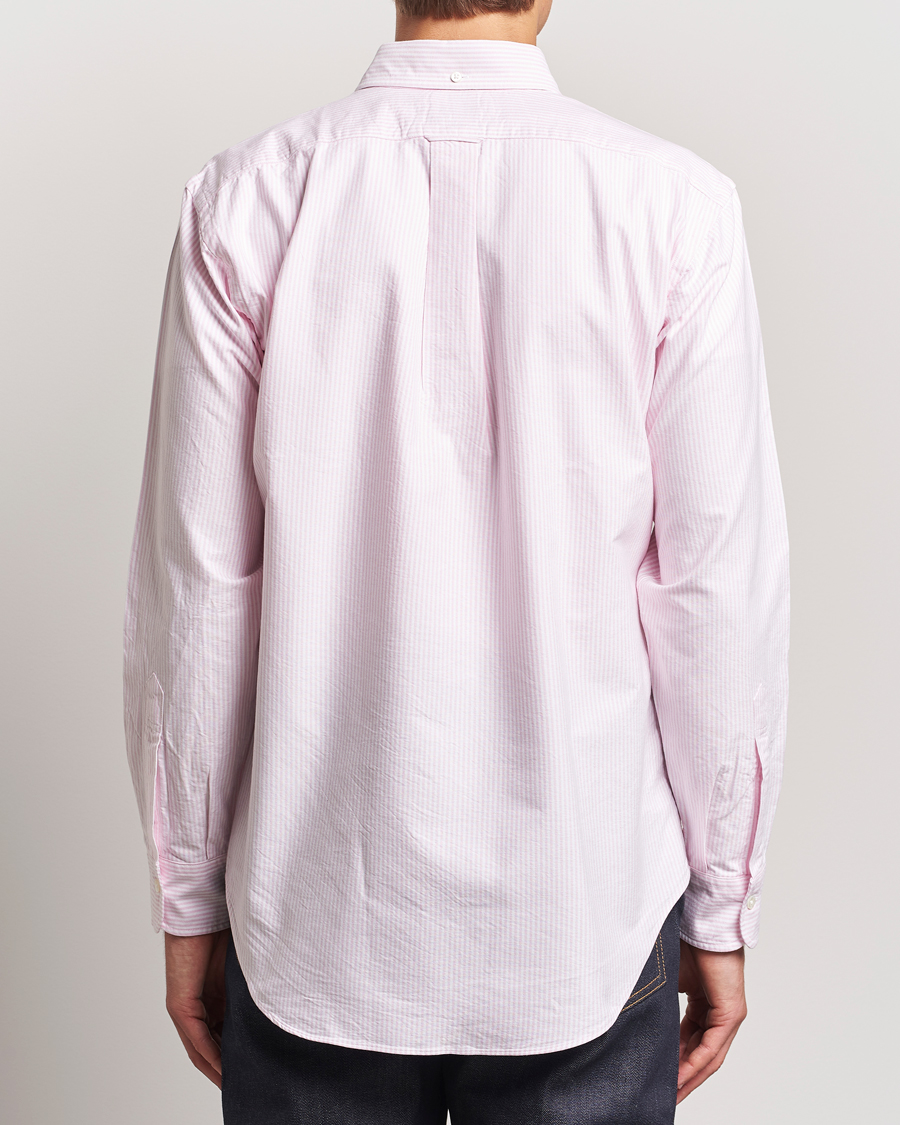 Herr | Skjortor | Kamakura Shirts | Vintage Ivy Oxford Button Down Shirt Pink Stripe