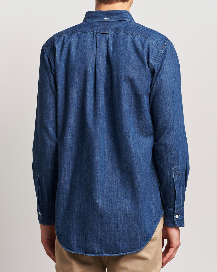Herr | Skjortor | Kamakura Shirts | Vintage Ivy Denim Button Down Shirt Dark Blue
