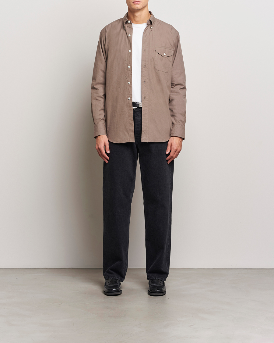 Herr | Skjortor | Kamakura Shirts | Vintage Ivy Flap Pocket Shirt Khaki