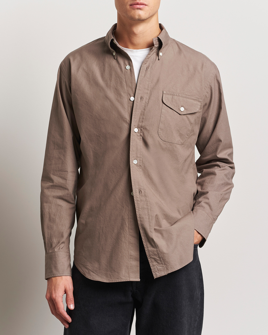 Herr | Skjortor | Kamakura Shirts | Vintage Ivy Flap Pocket Shirt Khaki