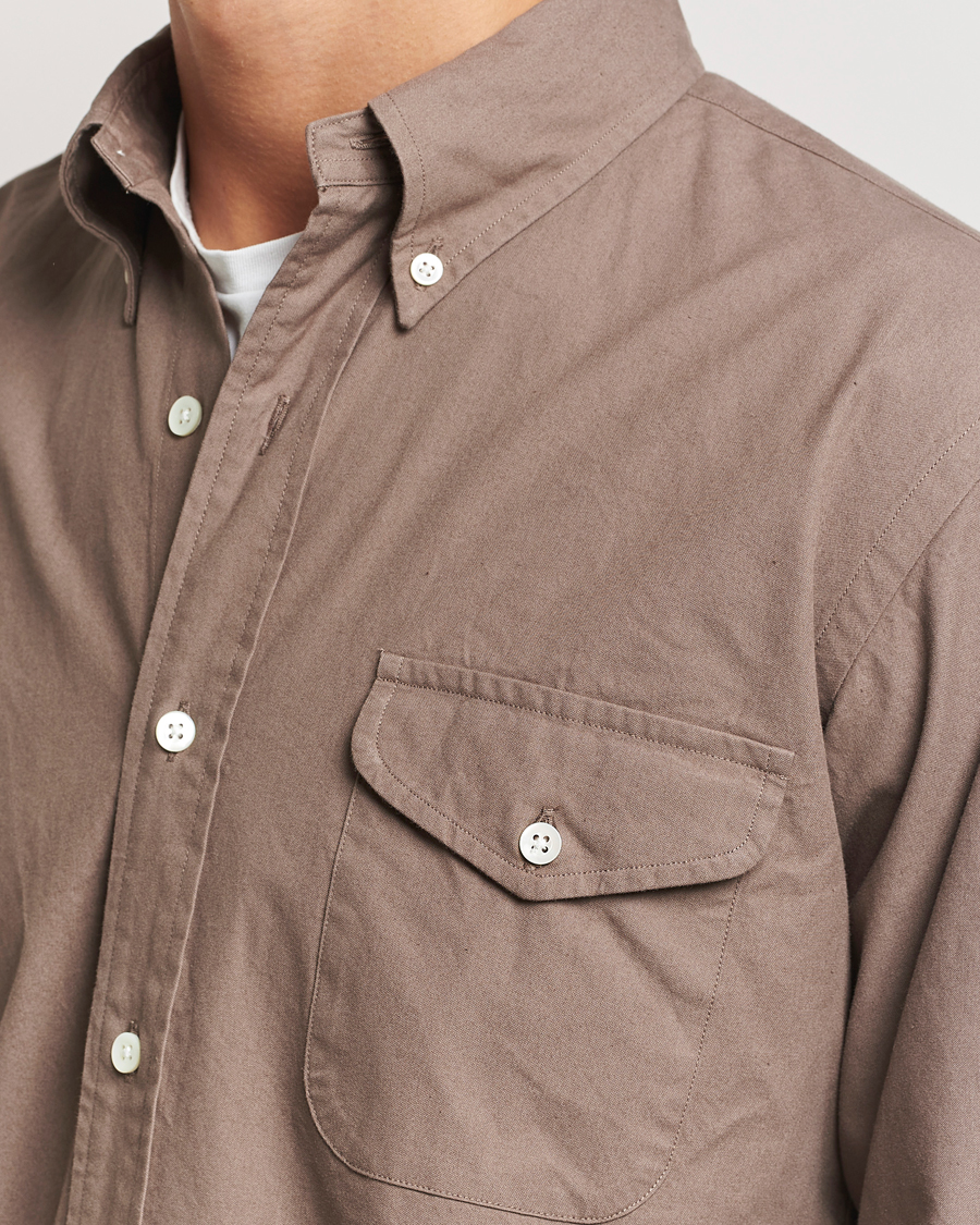 Herr | Skjortor | Kamakura Shirts | Vintage Ivy Flap Pocket Shirt Khaki