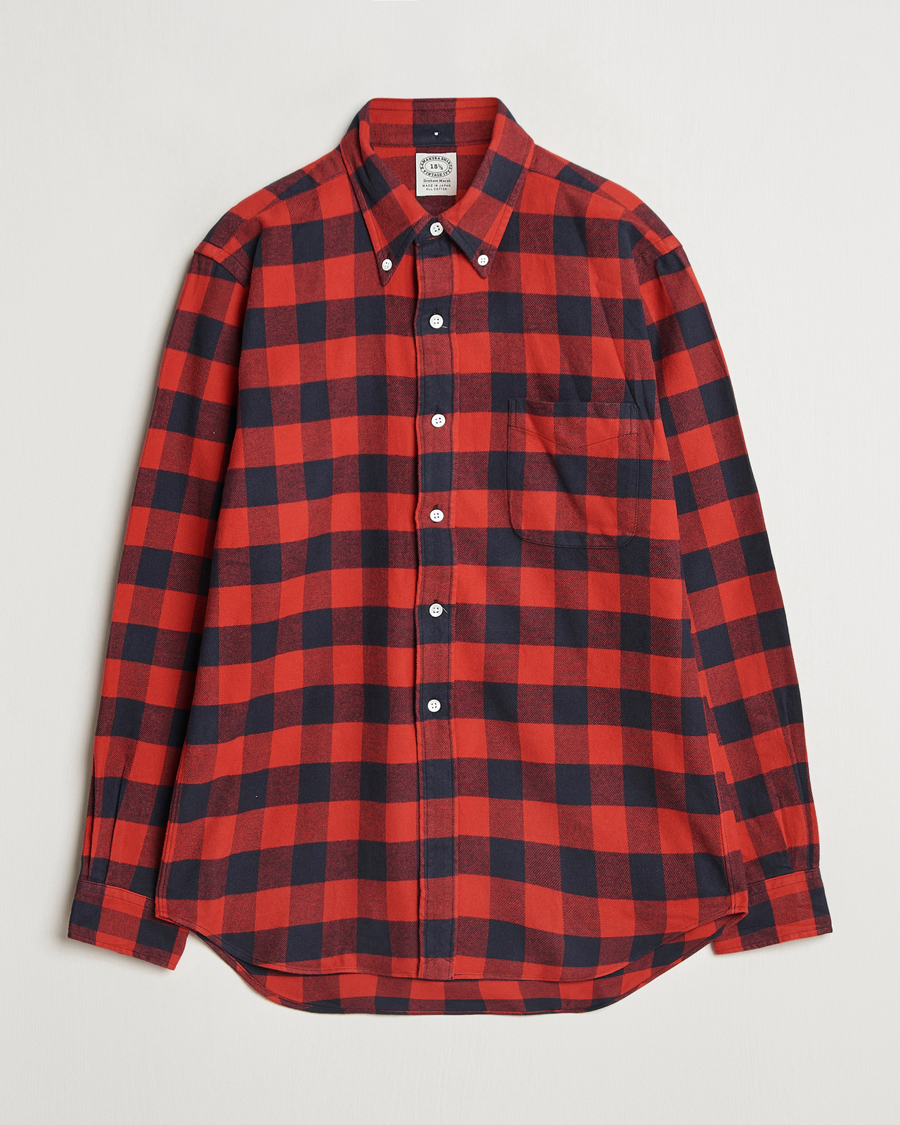 Herr | Skjortor | Kamakura Shirts | Vintage Ivy Buffalo Check Flannel Shirt Red