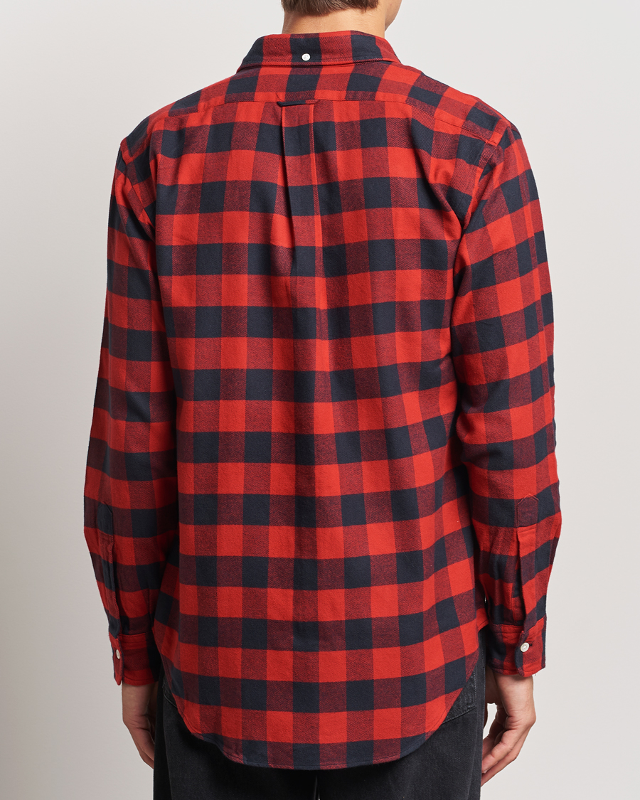 Herr | Skjortor | Kamakura Shirts | Vintage Ivy Buffalo Check Flannel Shirt Red