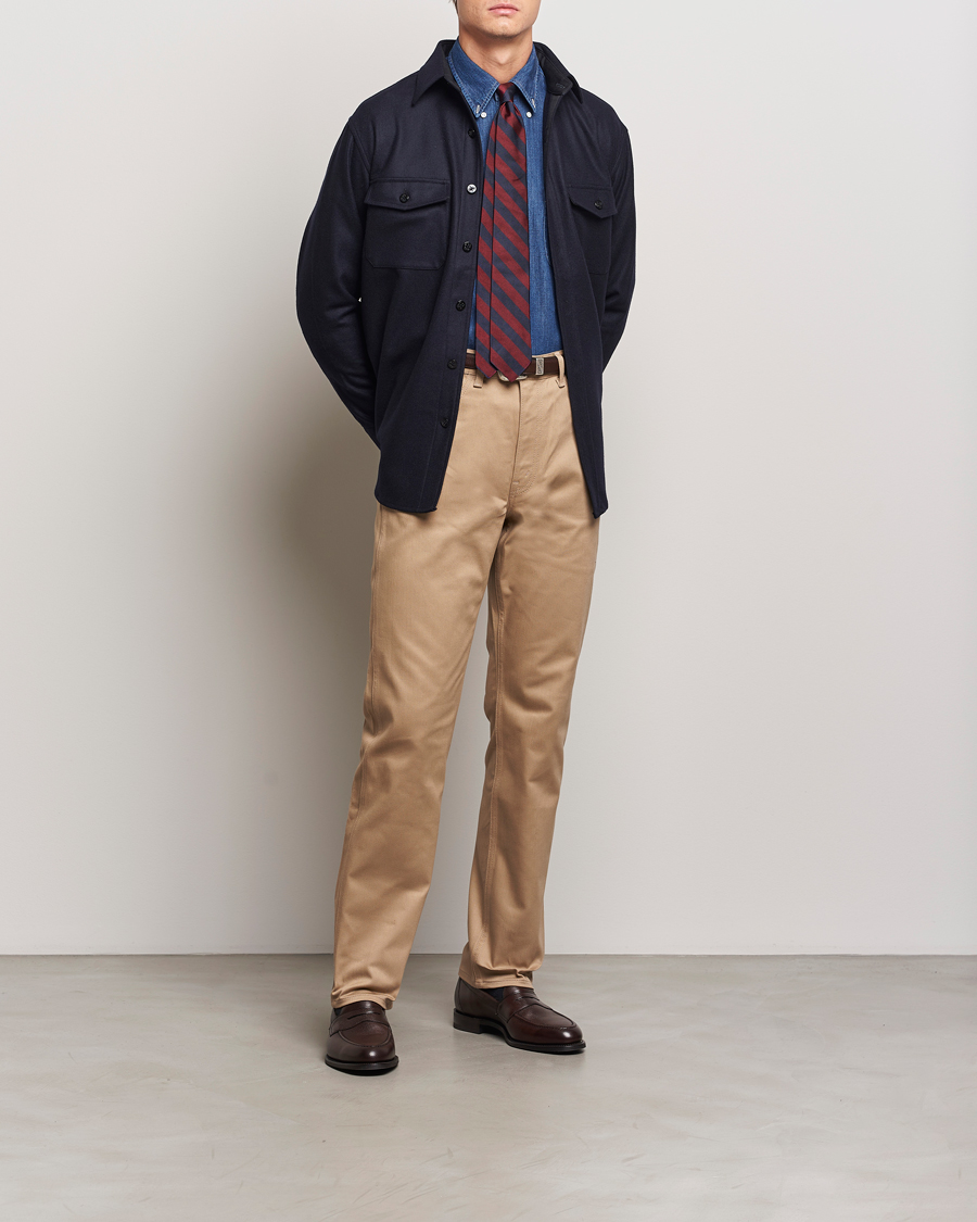 Herr | Skjortor | Kamakura Shirts | Wool Flannel CPO Shirt Navy