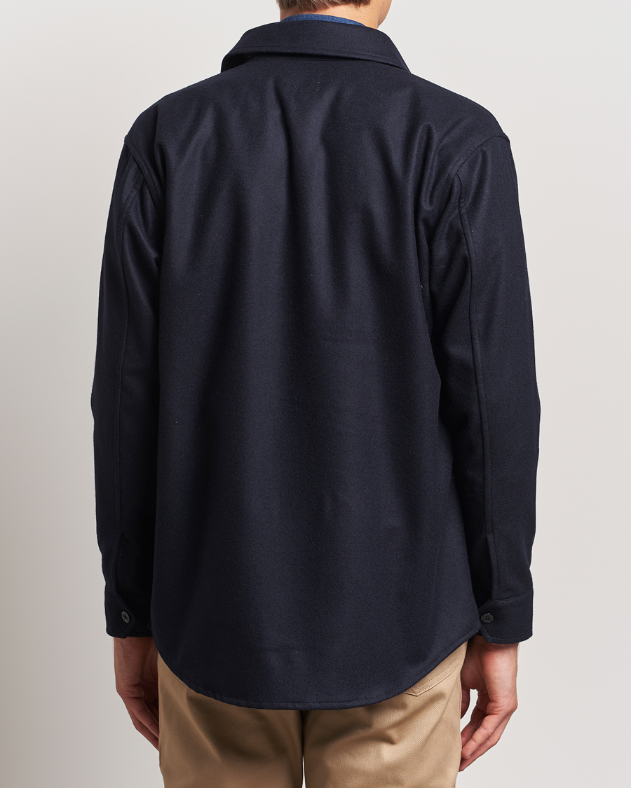 Herr | Skjortor | Kamakura Shirts | Wool Flannel CPO Shirt Navy