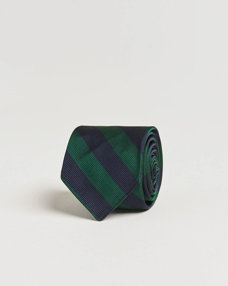 Herr | Kamakura Shirts Vintage Ivy Regimental Stripe Silk Tie Navy/Green | Kamakura Shirts | Vintage Ivy Regimental Stripe Silk Tie Navy/Green
