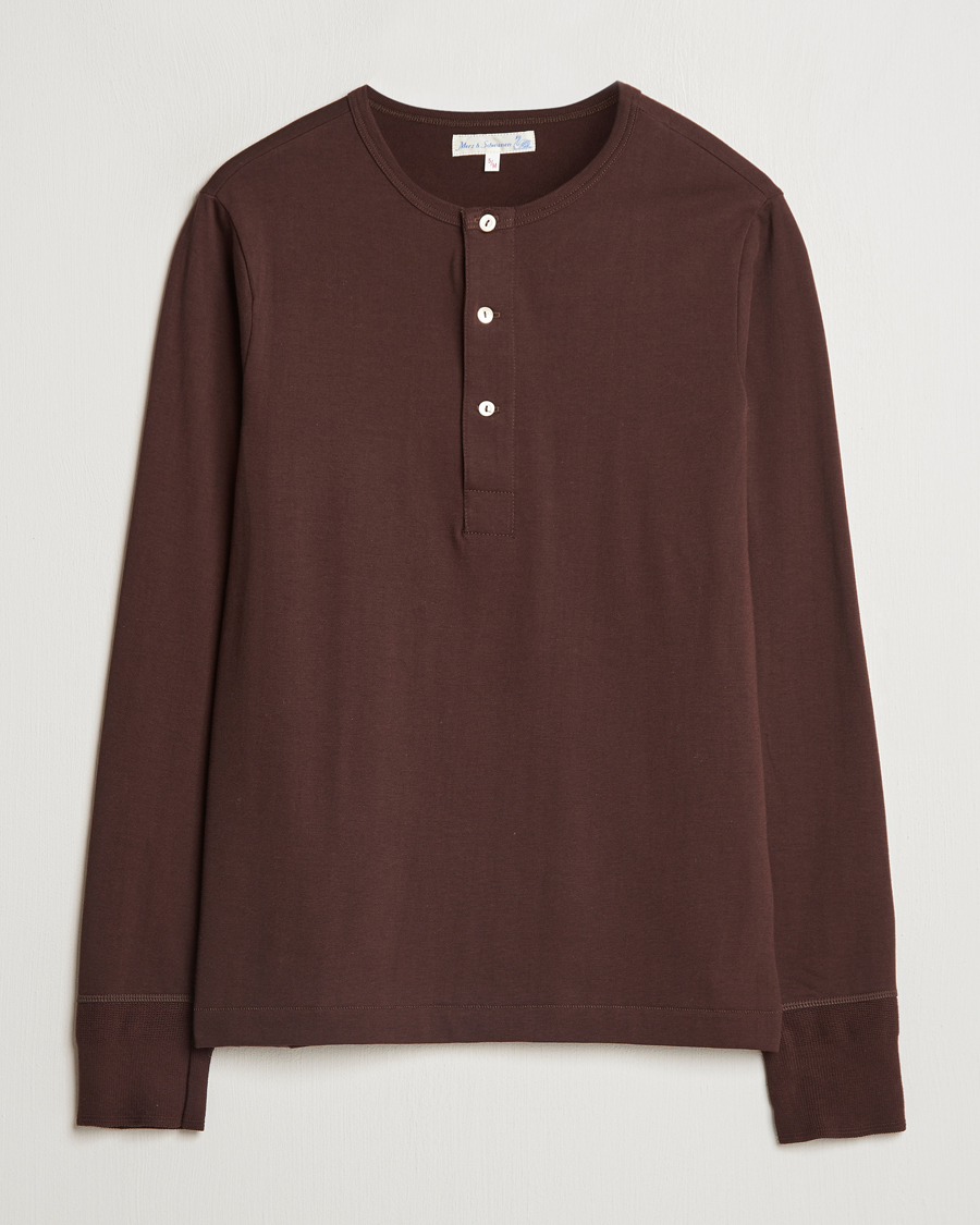 Herr | Tröjor | Merz b. Schwanen | Classic Organic Cotton Henley Coffee