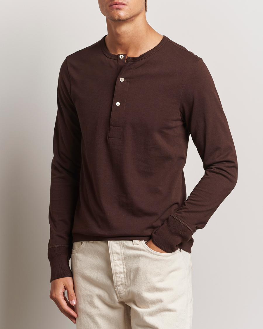 Herr | Tröjor | Merz b. Schwanen | Classic Organic Cotton Henley Coffee