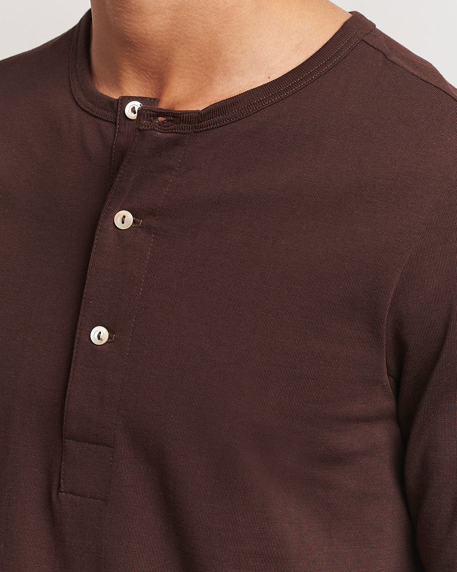Herr | Tröjor | Merz b. Schwanen | Classic Organic Cotton Henley Coffee
