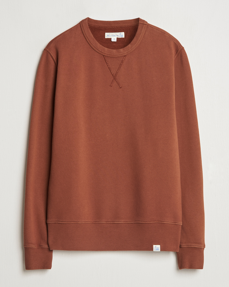 Herr | Tröjor | Merz b. Schwanen | Vintage Fleece Crew Neck Sweatshirt Chestnut