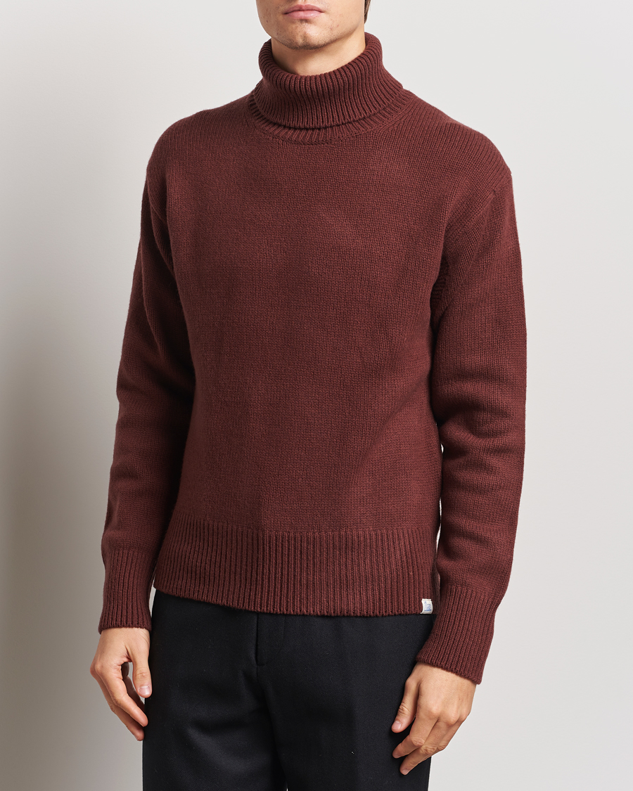 Herr | Tröjor | Merz b. Schwanen | Merino/Cashmere Rollneck Bark Brown