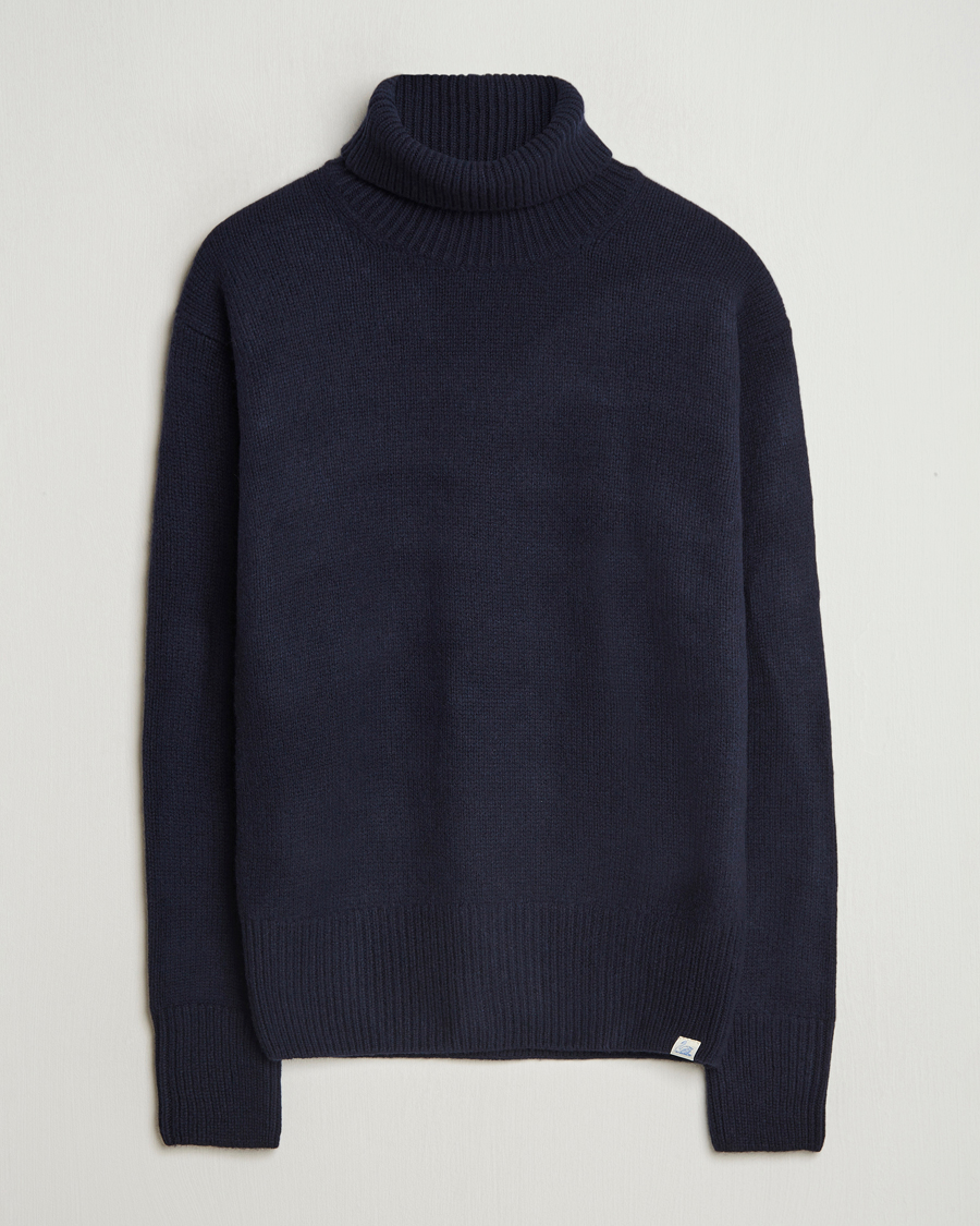 Herr | Tröjor | Merz b. Schwanen | Merino/Cashmere Rollneck Dark Navy