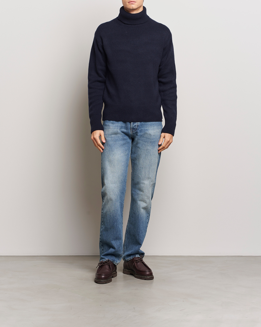 Herr | Tröjor | Merz b. Schwanen | Merino/Cashmere Rollneck Dark Navy