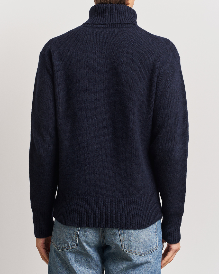 Herr | Tröjor | Merz b. Schwanen | Merino/Cashmere Rollneck Dark Navy