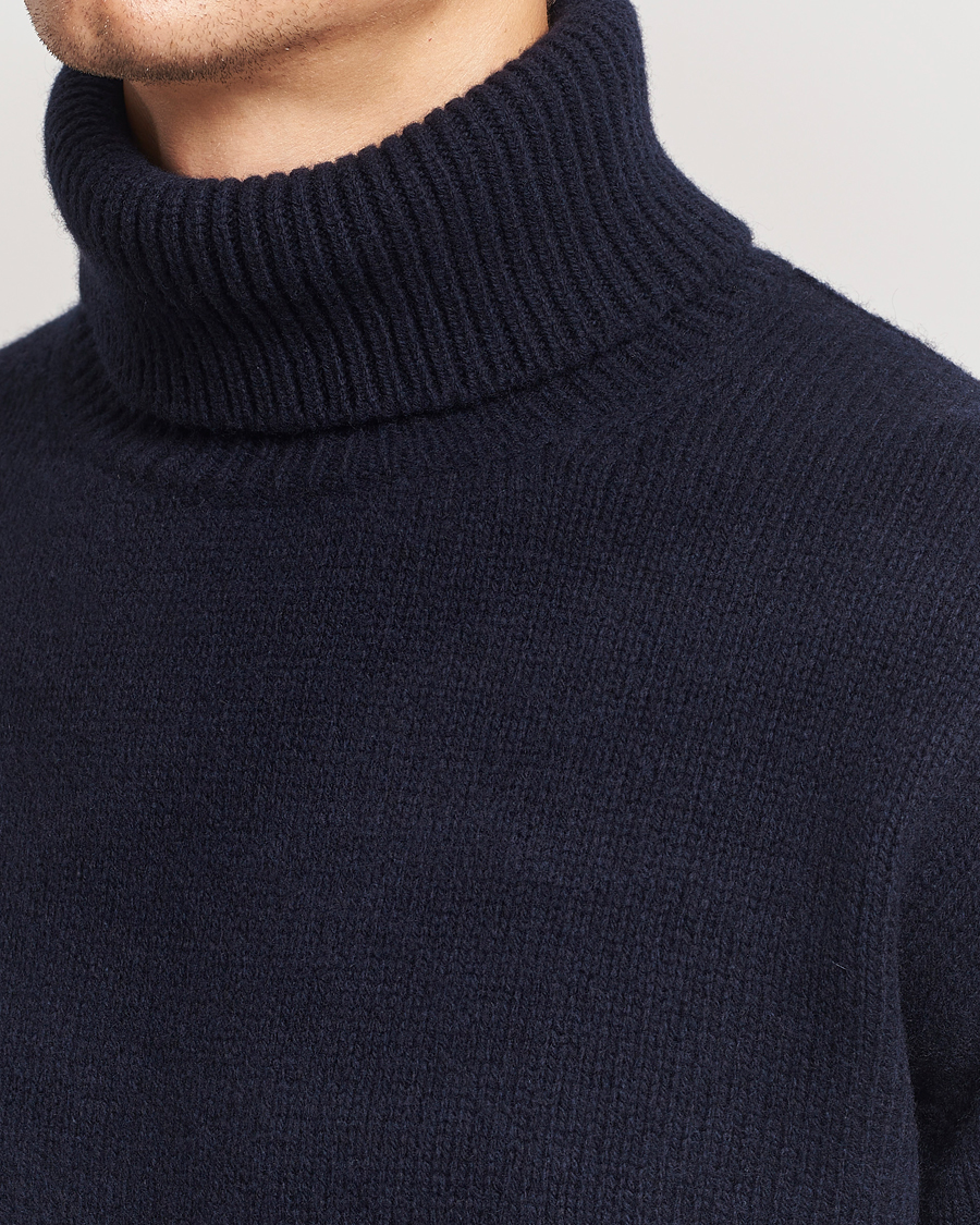Herr | Tröjor | Merz b. Schwanen | Merino/Cashmere Rollneck Dark Navy