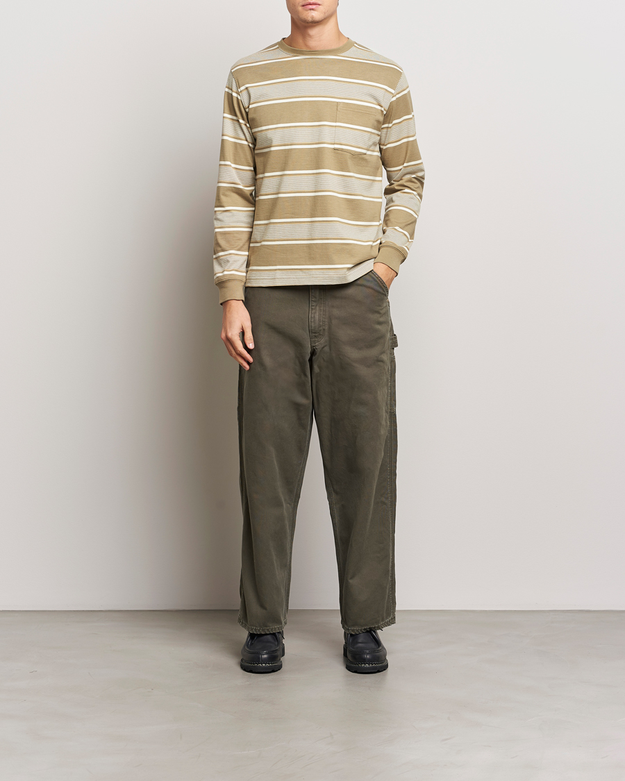 Herr | T-Shirts | BEAMS PLUS | Wide Stripe Pocket T-Shirt Olive