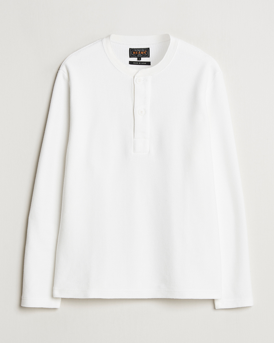 Herr | Tröjor | BEAMS PLUS | Waffle Cotton Henley White
