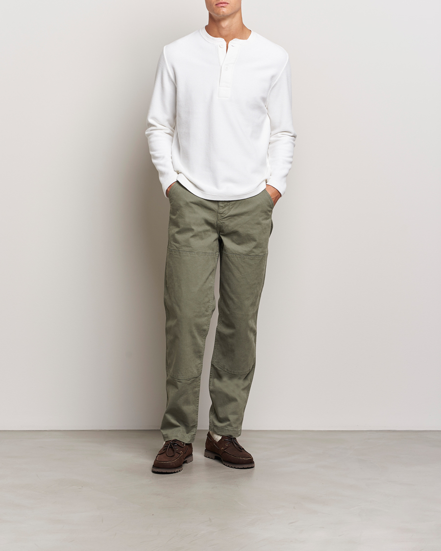 Herr | Tröjor | BEAMS PLUS | Waffle Cotton Henley White