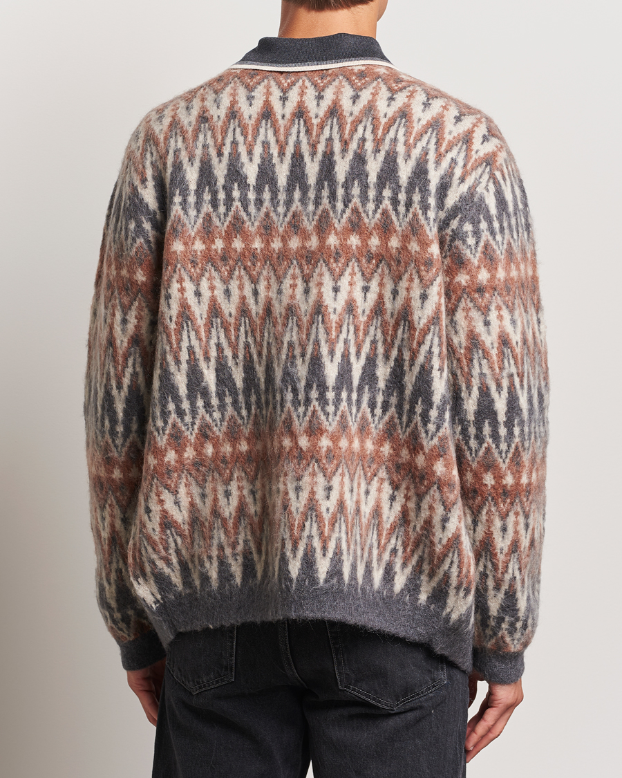 Herr | Tröjor | BEAMS PLUS | Chevron Jacquard Cardigan Grey