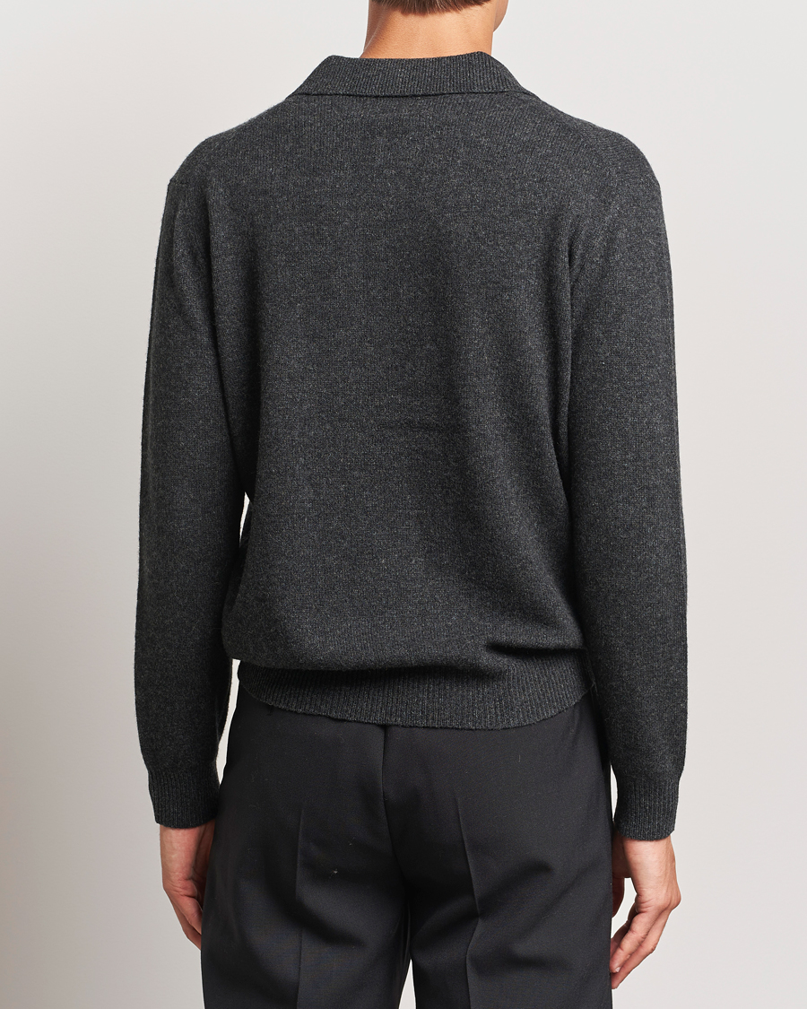 Herr | Tröjor | BEAMS PLUS | Long Sleeve Knitted Polo Charcoal