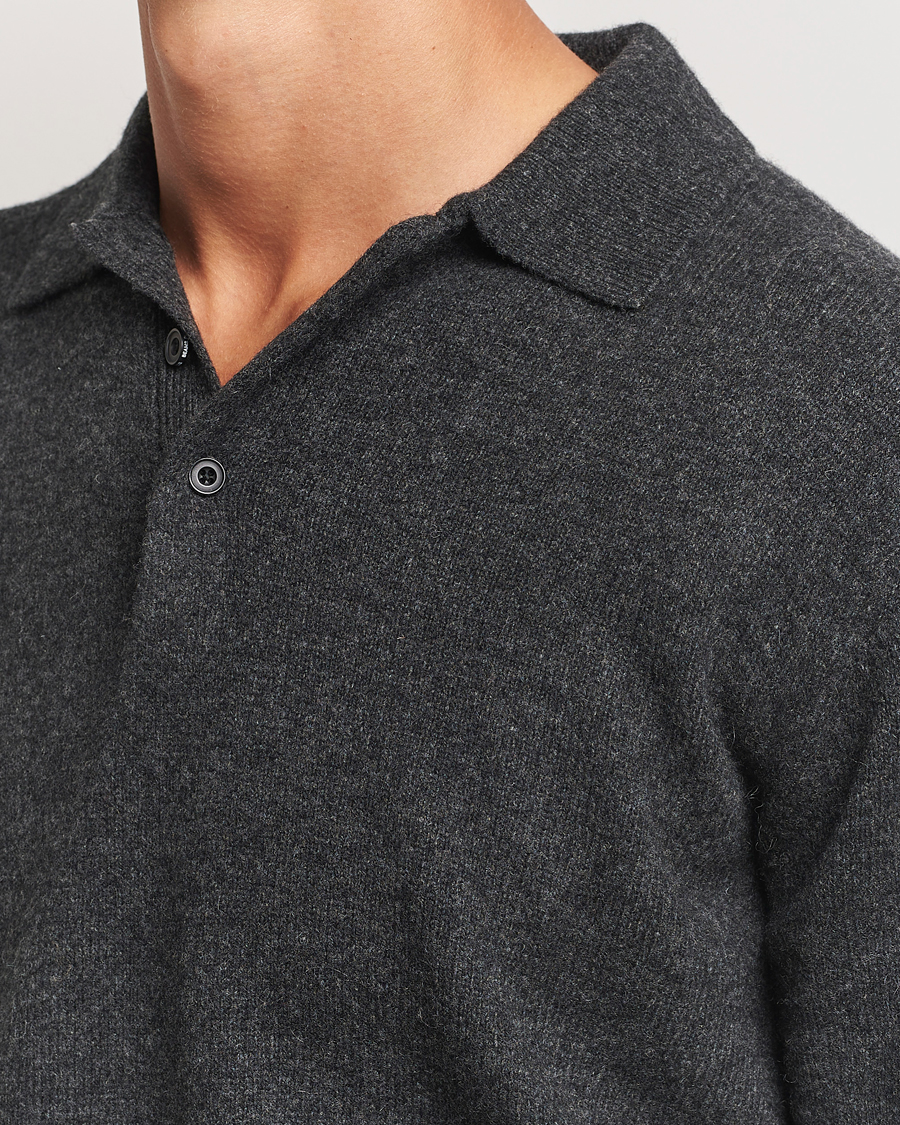 Herr | Tröjor | BEAMS PLUS | Long Sleeve Knitted Polo Charcoal