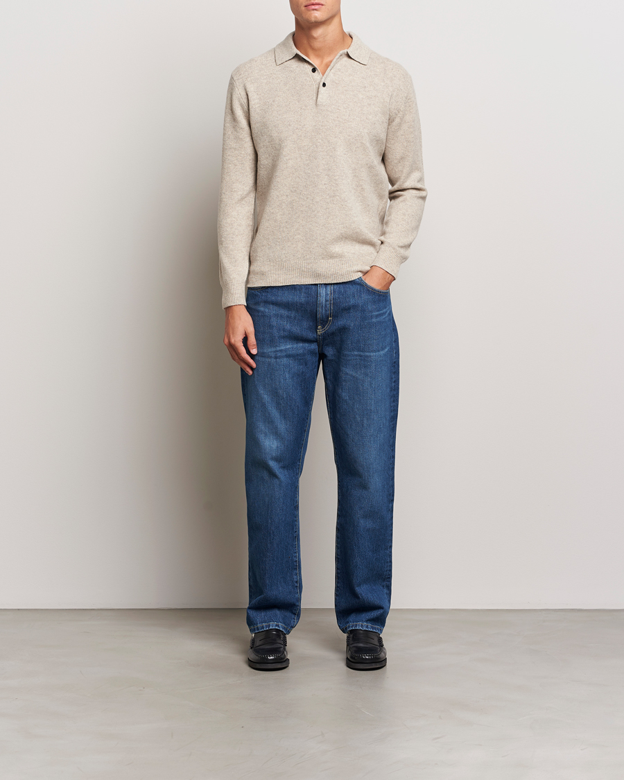 Herr | Tröjor | BEAMS PLUS | Knitted Wool Polo Beige