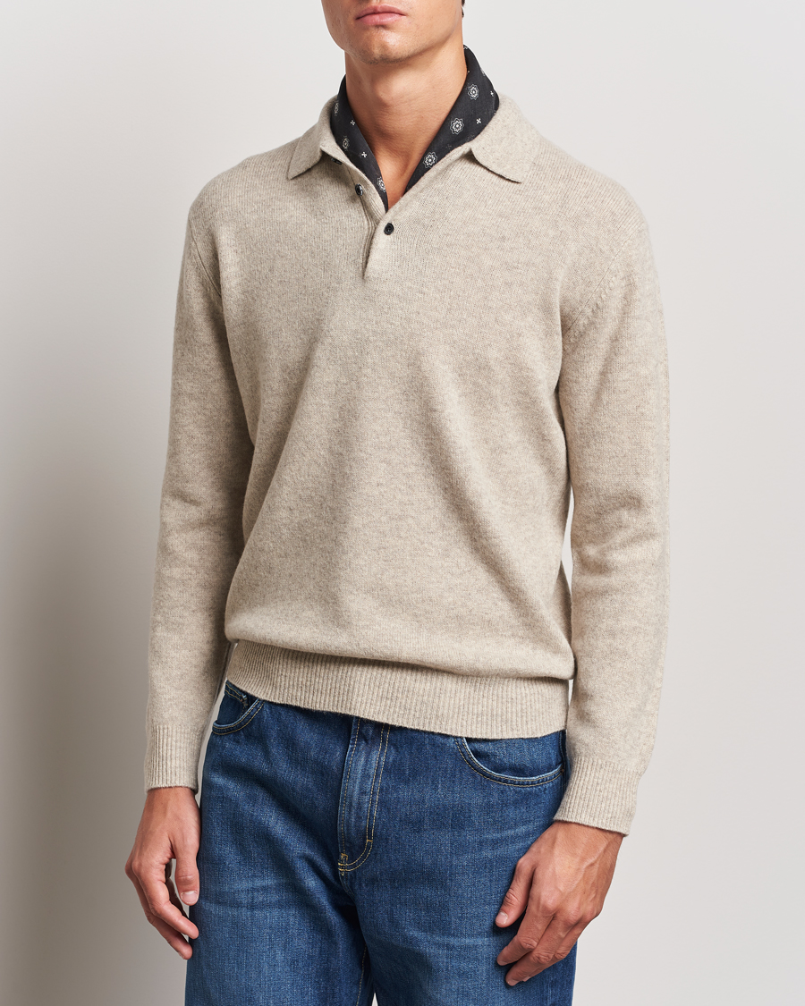 Herr | Tröjor | BEAMS PLUS | Knitted Wool Polo Beige