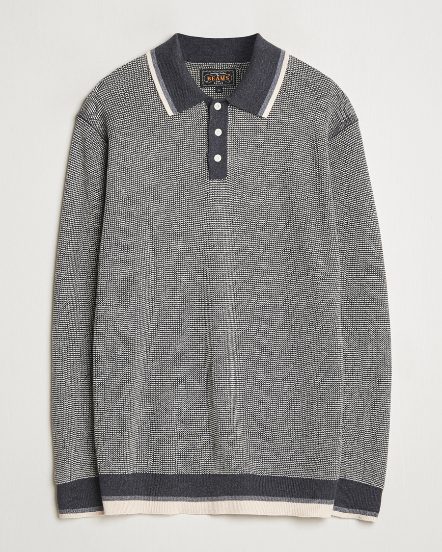Herr | Tröjor | BEAMS PLUS | Collar Line Knitted Polo Charcoal