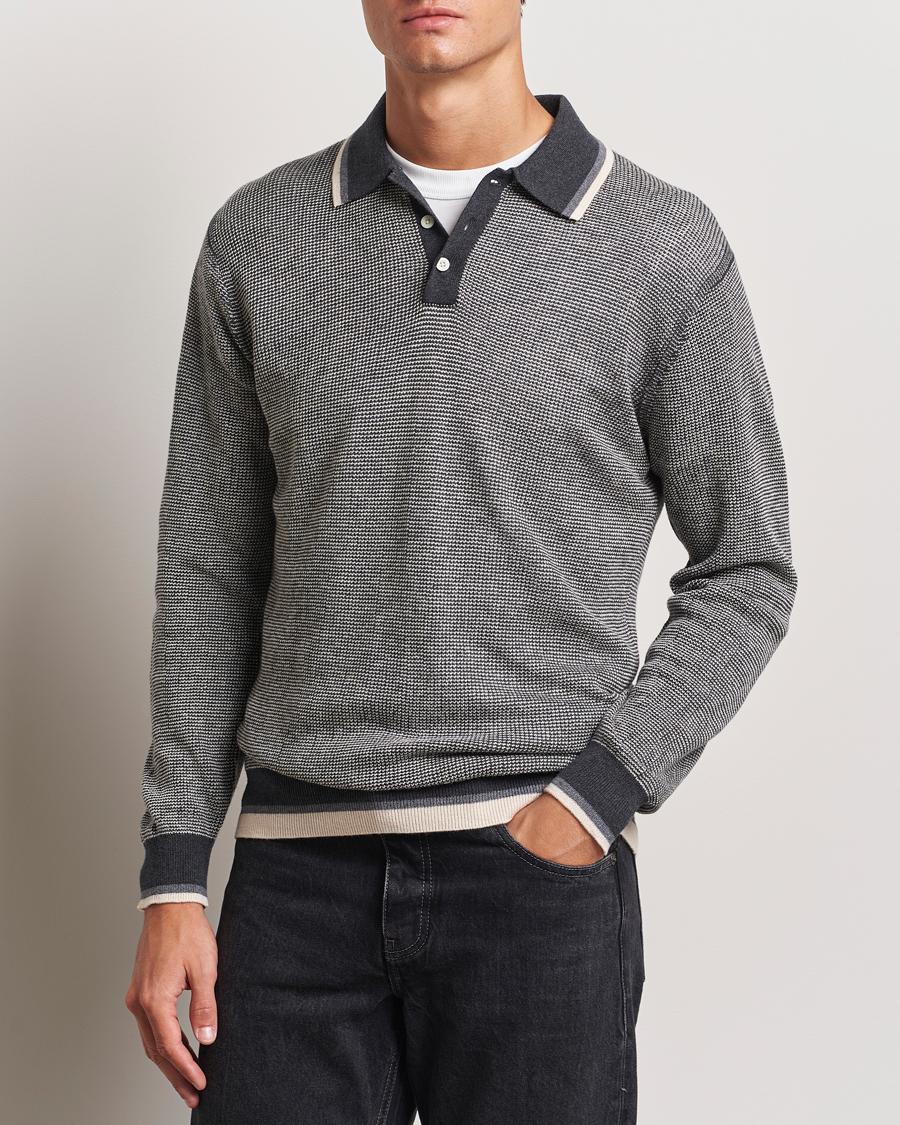 Herr | Tröjor | BEAMS PLUS | Collar Line Knitted Polo Charcoal
