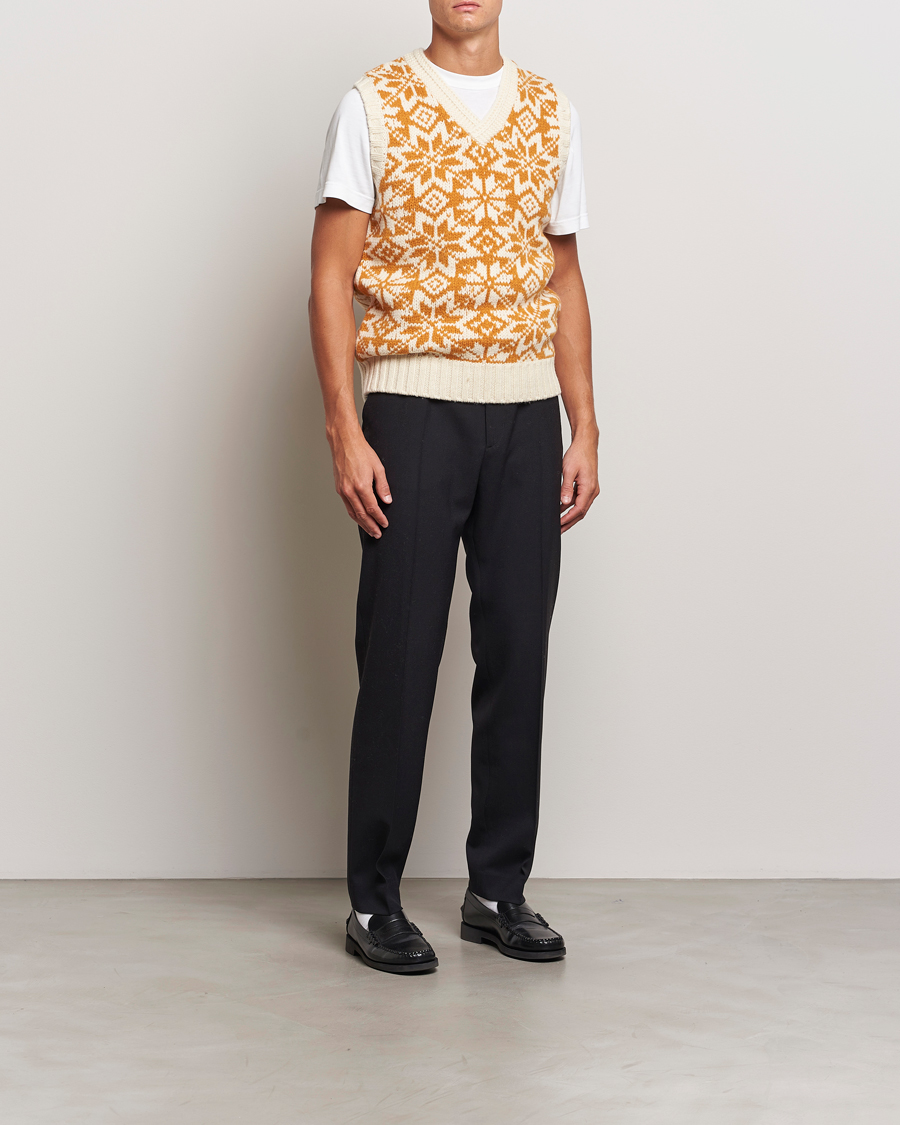 Herr | Tröjor | BEAMS PLUS | Snow Pattern Knit Vest Gold