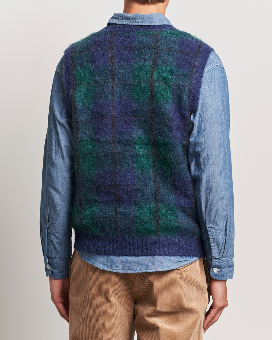 Herr | Tröjor | BEAMS PLUS | Mohair Check Vest Navy