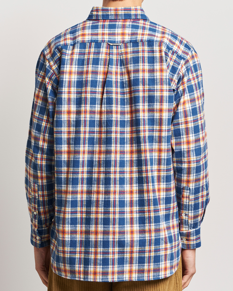 Herr | Skjortor | BEAMS PLUS | Brushed Flannel Button Down Shirt Blue