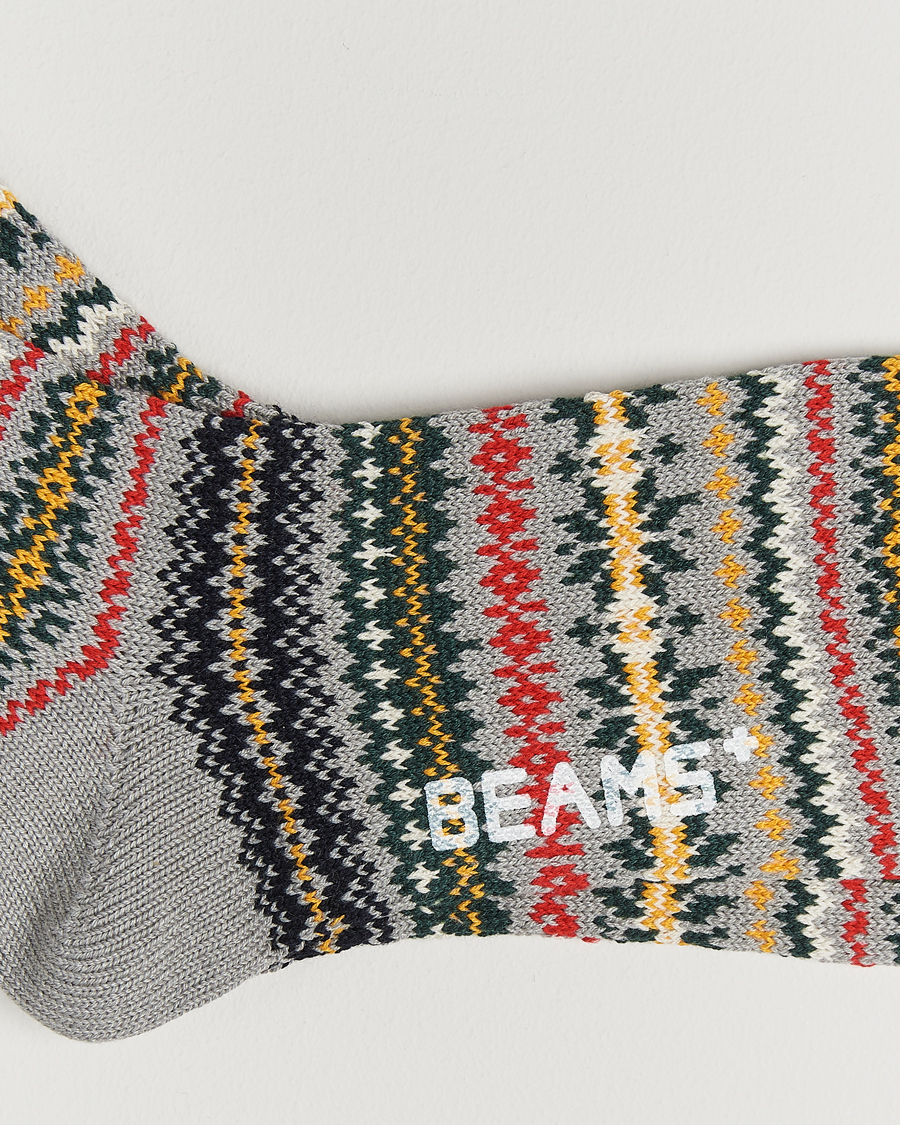 Herr | Underkläder | BEAMS PLUS | Fair Isle Socks Grey