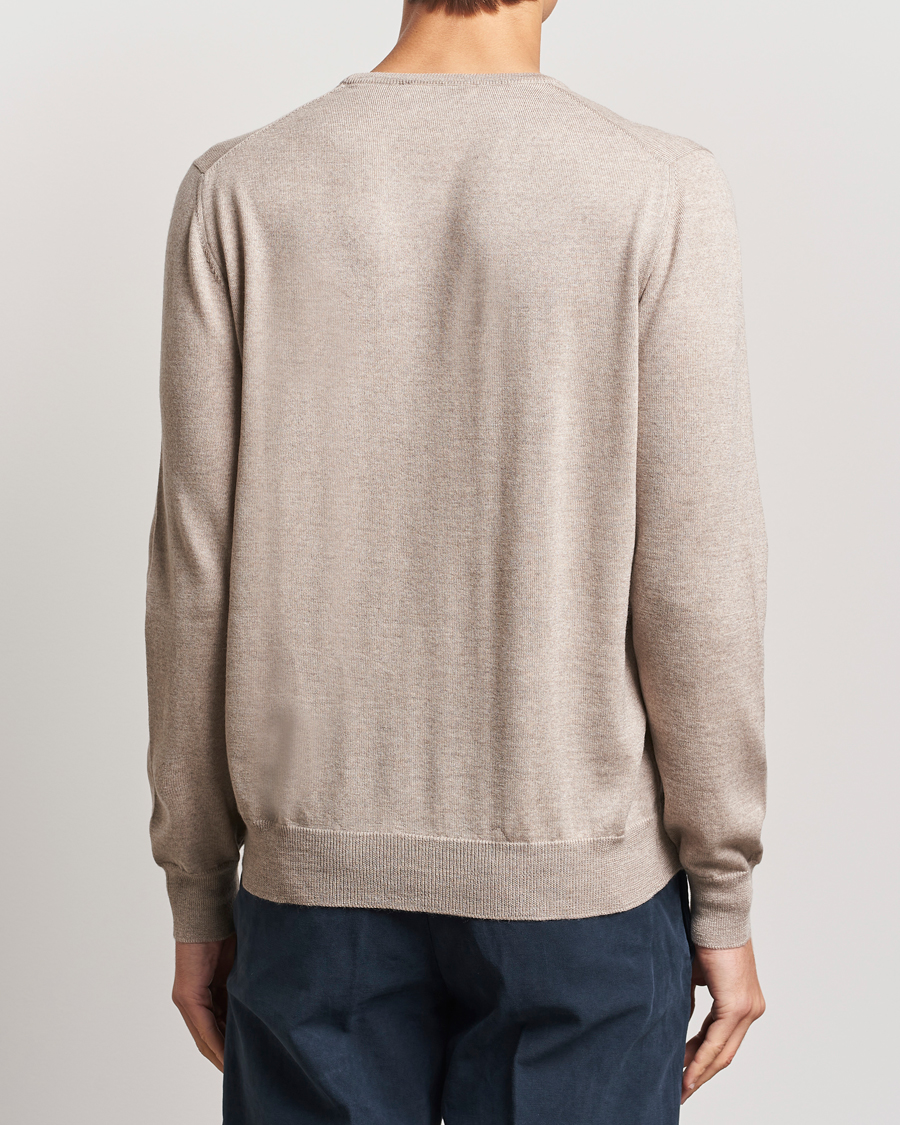 Herr | Tröjor | Gran Sasso | Merino Fashion Fit Crew Neck Pullover Light Beige