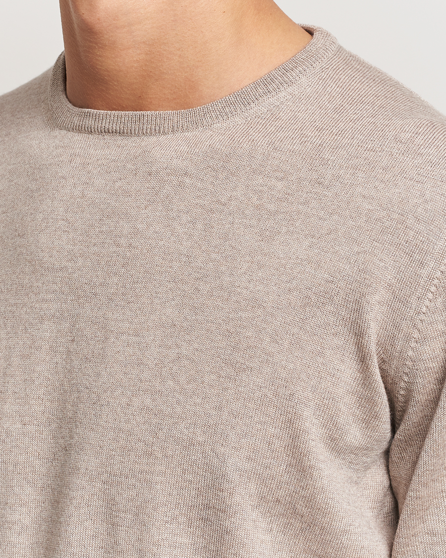 Herr | Tröjor | Gran Sasso | Merino Fashion Fit Crew Neck Pullover Light Beige