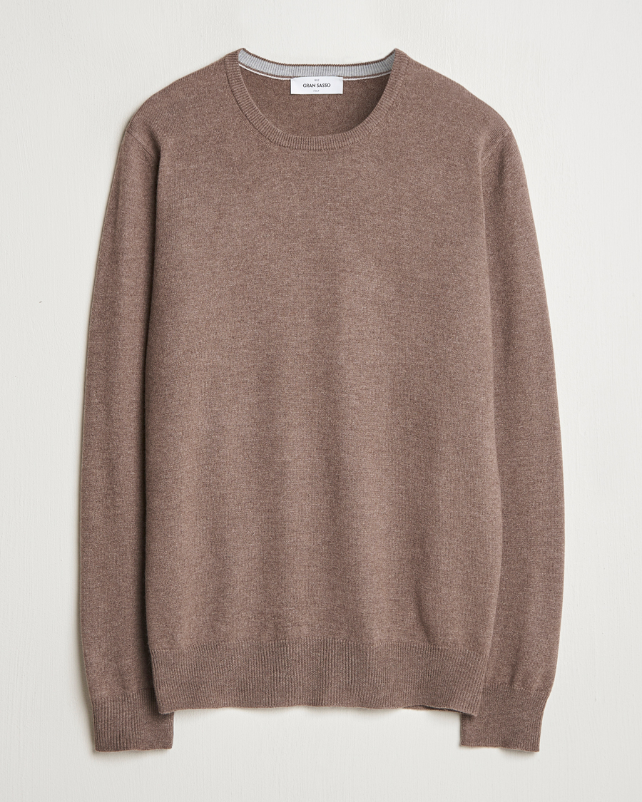 Herr | Tröjor | Gran Sasso | Wool/Cashmere Crew Neck Light Brown