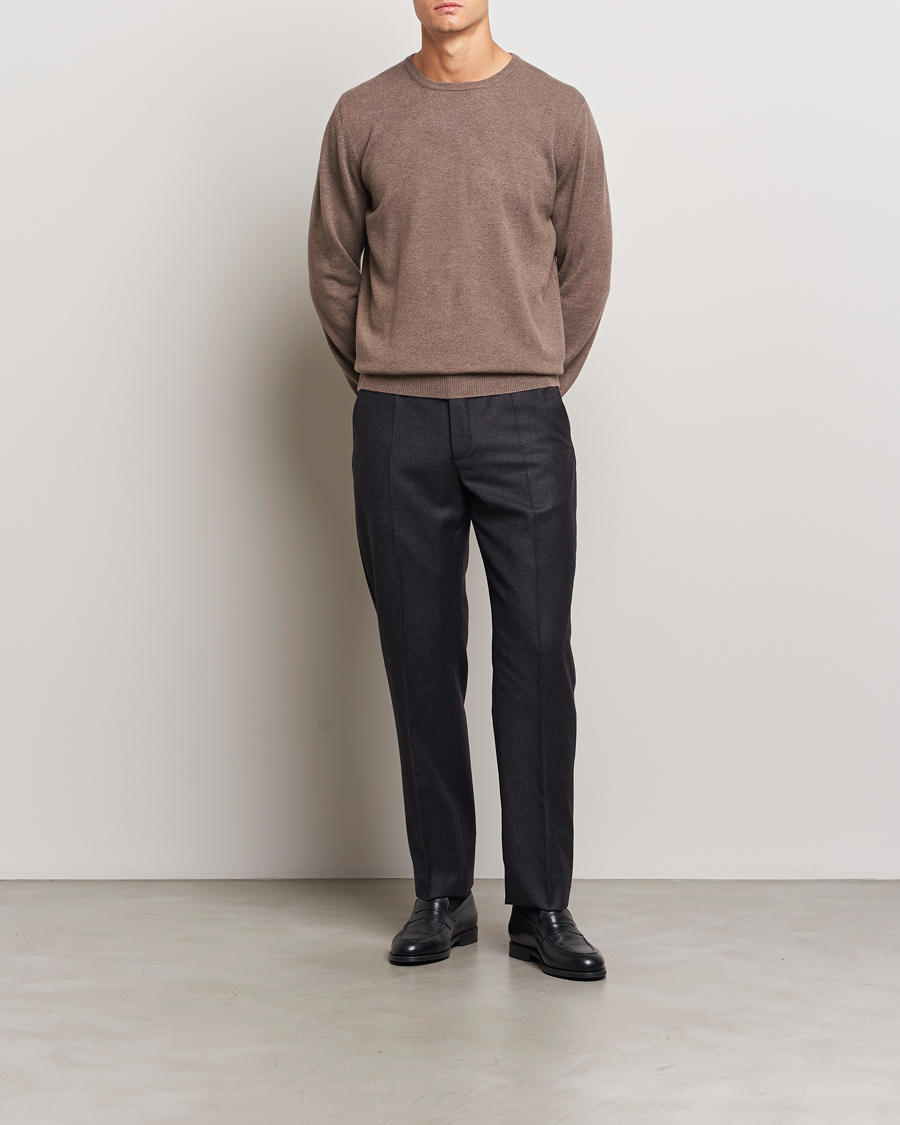 Herr | Tröjor | Gran Sasso | Wool/Cashmere Crew Neck Light Brown
