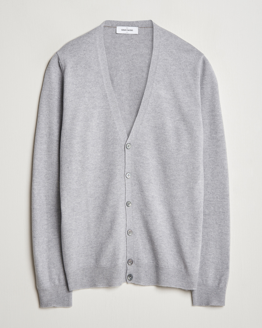 Herr | Tröjor | Gran Sasso | Wool/Cashmere Cardigan Light Grey