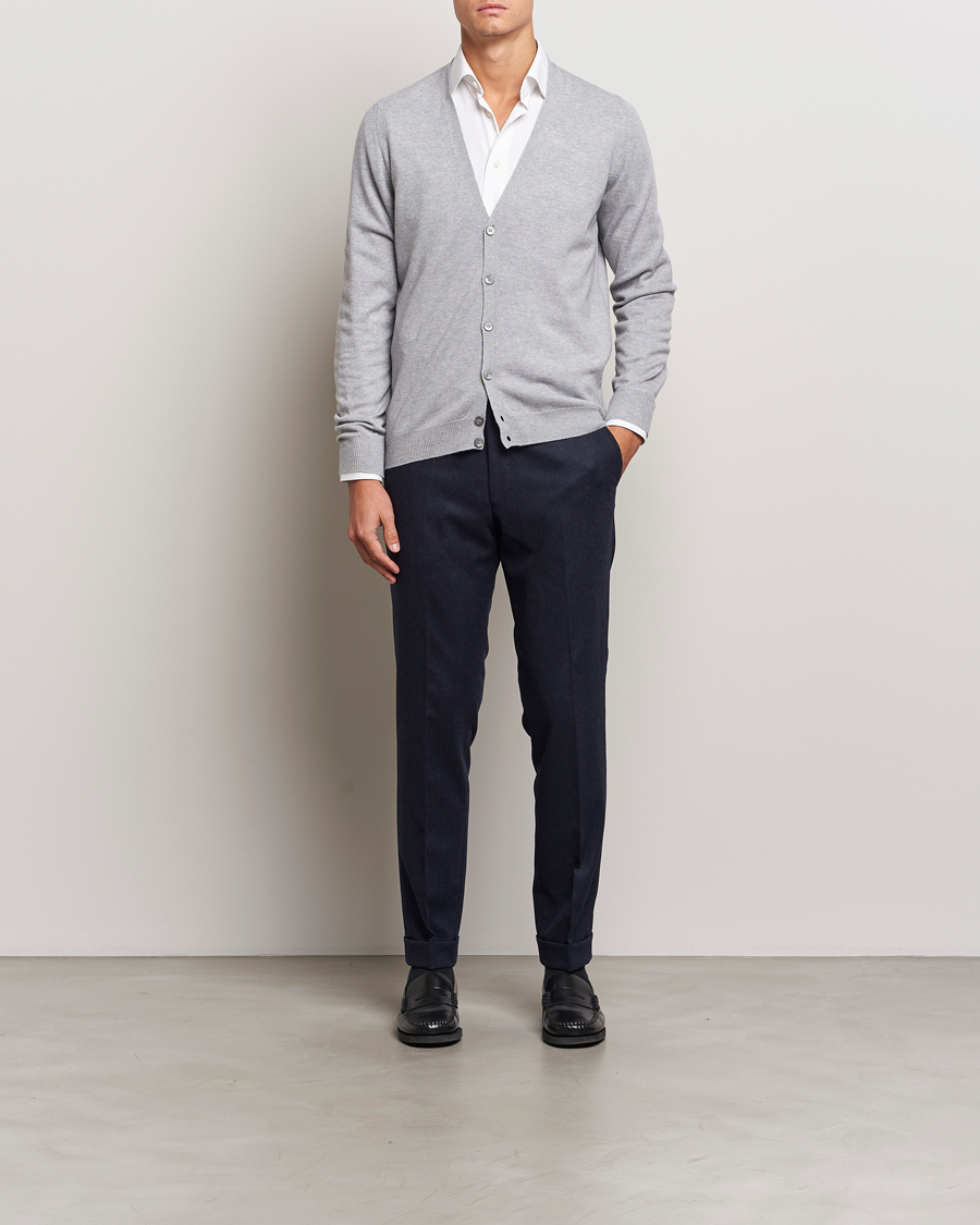 Herr | Tröjor | Gran Sasso | Wool/Cashmere Cardigan Light Grey